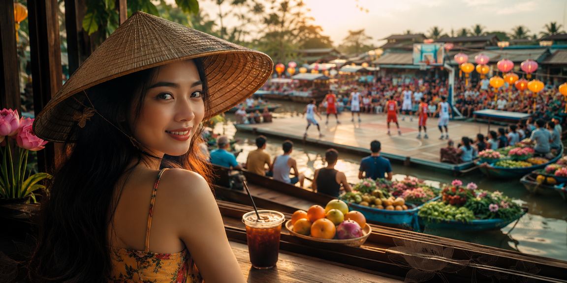 Người hâm mộ theo dõi kết quả bóng rổ và đặt cược tại vùng Mekong